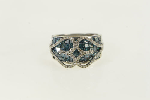 14K 1.75 Ctw Blue and White Diamond Heart Ring Yellow Gold