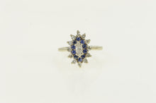 Load image into Gallery viewer, 14K 0.65 Ctw Marquise Sapphire Diamond Halo Ring White Gold
