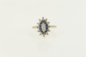 14K 0.65 Ctw Marquise Sapphire Diamond Halo Ring White Gold