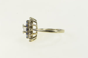 14K 0.65 Ctw Marquise Sapphire Diamond Halo Ring White Gold