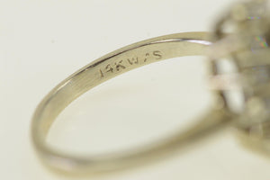 14K 0.65 Ctw Marquise Sapphire Diamond Halo Ring White Gold