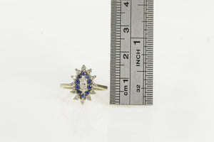 14K 0.65 Ctw Marquise Sapphire Diamond Halo Ring White Gold