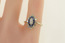 Load image into Gallery viewer, 14K 0.65 Ctw Marquise Sapphire Diamond Halo Ring White Gold