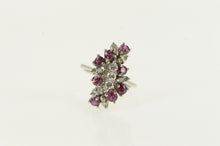 Load image into Gallery viewer, 14K 1.10 Ctw Diamond Ruby Vintage Cluster Ring White Gold