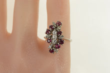 Load image into Gallery viewer, 14K 1.10 Ctw Diamond Ruby Vintage Cluster Ring White Gold