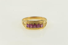 Load image into Gallery viewer, 18K Emerald Cut Ruby Vintage Band Ring Yellow Gold