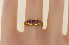 Load image into Gallery viewer, 18K Emerald Cut Ruby Vintage Band Ring Yellow Gold