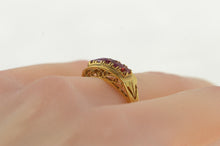 Load image into Gallery viewer, 18K Emerald Cut Ruby Vintage Band Ring Yellow Gold