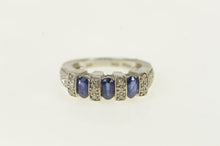 Load image into Gallery viewer, 14K Oval Sapphire Diamond Engagement Ring White Gold