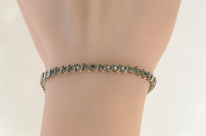 14K 2.00 Ctw Blue Treated Diamond Tennis Bracelet 6.75" White Gold