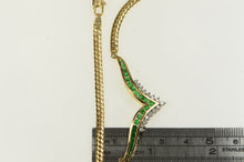 Load image into Gallery viewer, 14K 1.25 Ctw Emerald Diamond Chevron Chain Necklace 15&quot; Yellow Gold