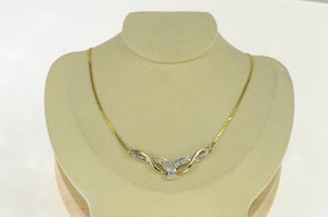 14K 0.75 Ctw Diamond Chevron Loop Chain Necklace 16.75" Yellow Gold