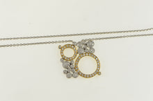Load image into Gallery viewer, 18K 1.00 Ctw Diamond Circle Cluster Chain Necklace 16.5&quot; White Gold