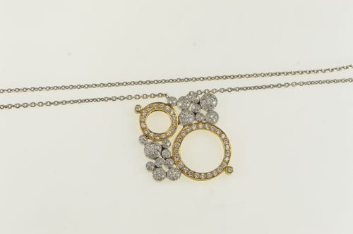 18K 1.00 Ctw Diamond Circle Cluster Chain Necklace 16.5