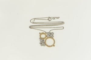 18K 1.00 Ctw Diamond Circle Cluster Chain Necklace 16.5" White Gold