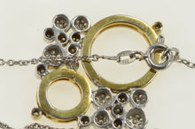 Load image into Gallery viewer, 18K 1.00 Ctw Diamond Circle Cluster Chain Necklace 16.5&quot; White Gold