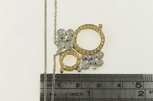 18K 1.00 Ctw Diamond Circle Cluster Chain Necklace 16.5" White Gold