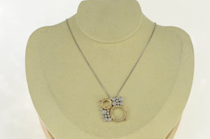 18K 1.00 Ctw Diamond Circle Cluster Chain Necklace 16.5" White Gold