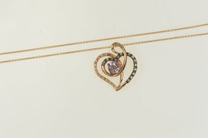 14K LeVian Amethyst Diamond Heart Ltd. Edit. Necklace 18" Yellow Gold