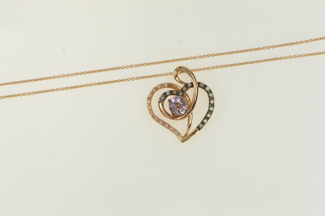 14K LeVian Amethyst Diamond Heart Ltd. Edit. Necklace 18