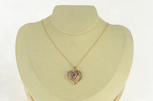 14K LeVian Amethyst Diamond Heart Ltd. Edit. Necklace 18" Yellow Gold