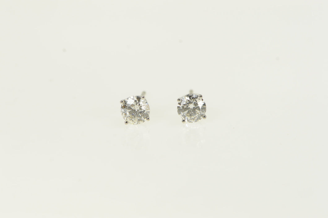 14K 0.79 Ctw Diamond Solitaire Stud Vintage Earrings White Gold