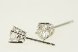 14K 0.79 Ctw Diamond Solitaire Stud Vintage Earrings White Gold