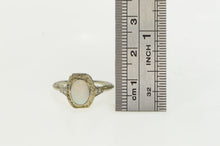 Load image into Gallery viewer, 18K Art Deco Filigree Opal Diamond Ornate Ring White Gold