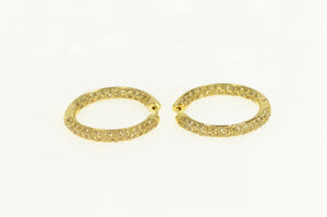 18K Citrine Inside Outside 32.5mm Hoop Earrings Yellow Gold