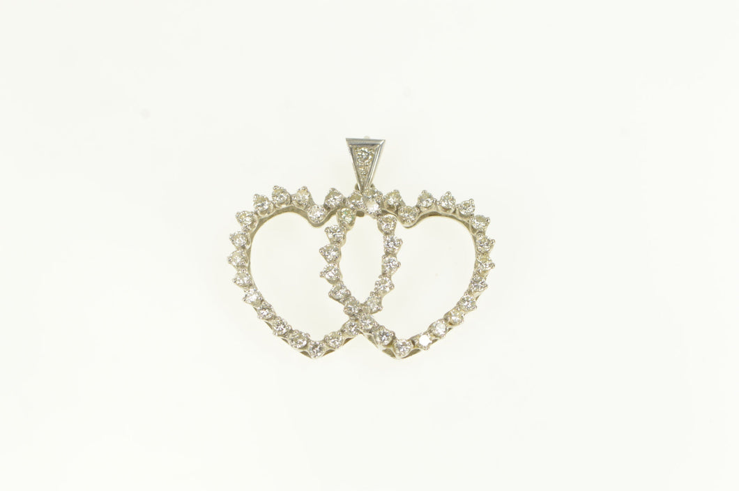 14K 2.00 Ctw Diamond 1950's Heart Love Pendant White Gold