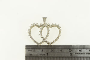 14K 2.00 Ctw Diamond 1950's Heart Love Pendant White Gold