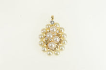 Load image into Gallery viewer, 14K Vintage Pearl 0.59 Ctw Diamond Cluster Pendant Yellow Gold