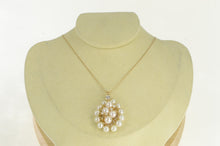 Load image into Gallery viewer, 14K Vintage Pearl 0.59 Ctw Diamond Cluster Pendant Yellow Gold