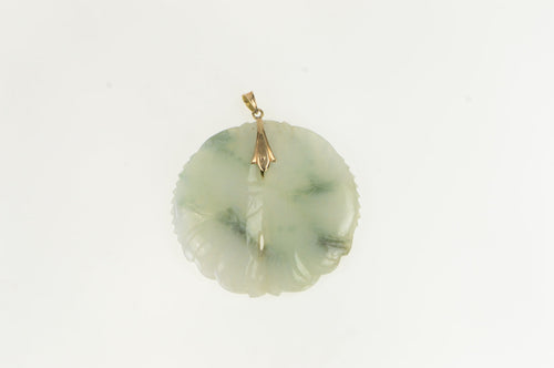 14K Jadeite Pisces Astrology Sign Medallion Pendant Yellow Gold