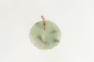 14K Jadeite Pisces Astrology Sign Medallion Pendant Yellow Gold