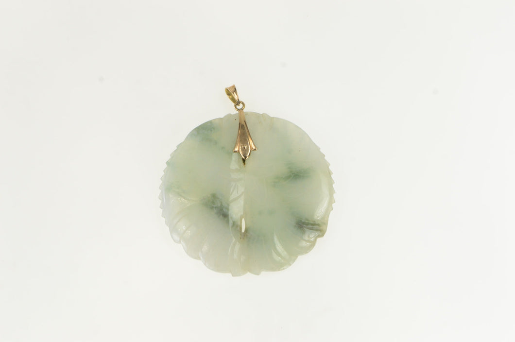14K Jadeite Pisces Astrology Sign Medallion Pendant Yellow Gold