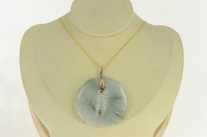 14K Jadeite Pisces Astrology Sign Medallion Pendant Yellow Gold
