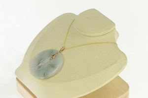 14K Jadeite Pisces Astrology Sign Medallion Pendant Yellow Gold