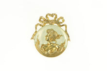 Load image into Gallery viewer, 14K Art Nouveau Cloisonne Enamel Ornate Pendant/Pin Yellow Gold