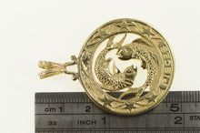 Load image into Gallery viewer, 14K Vintage Pisces Astrology Zodiac Sign Pendant Yellow Gold