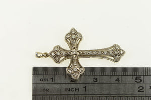 14K Diamond Elaborate Cross Christian Pendant White Gold