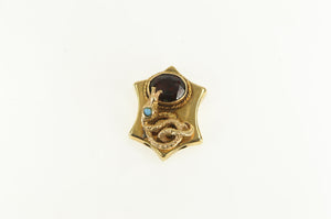 14K Victorian Garnet Snake Slide Bracelet Charm/Pendant Yellow Gold