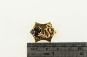 14K Victorian Garnet Snake Slide Bracelet Charm/Pendant Yellow Gold