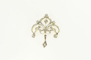 14K 0.25 Ctw Diamond Victorian Ornate Scroll Pendant White Gold
