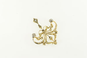 14K 0.25 Ctw Diamond Victorian Ornate Scroll Pendant White Gold