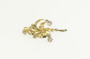 14K 0.25 Ctw Diamond Victorian Ornate Scroll Pendant White Gold