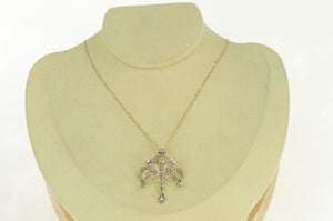 14K 0.25 Ctw Diamond Victorian Ornate Scroll Pendant White Gold