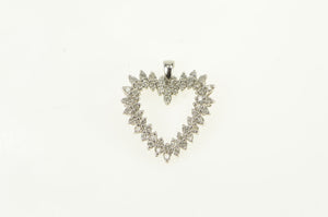 14K 0.78 Ctw Diamond Vintage Heart Love Pendant White Gold