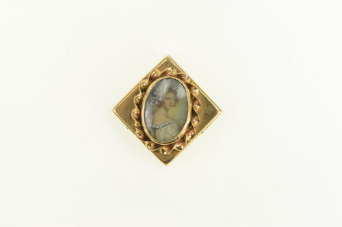 14K Victorian Painted Lady Slide Bracelet Charm/Pendant Yellow Gold