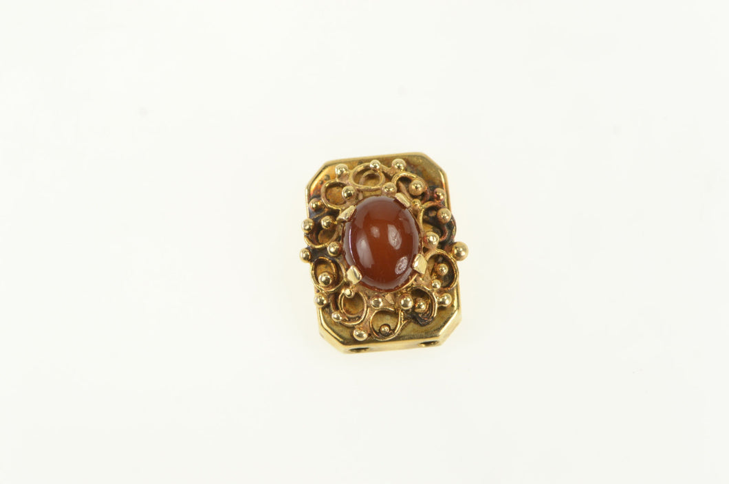 14K Oval Agate Ornate Swirl Slide Bracelet Charm/Pendant Yellow Gold